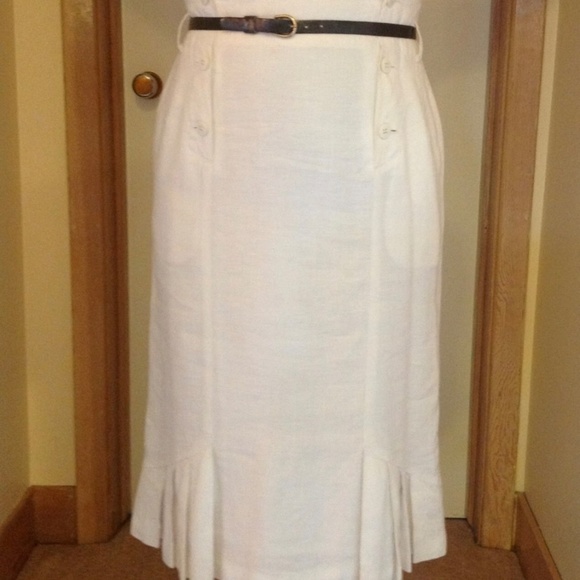 VINTAGE White LInen "Debbie Shuchat" Skirt - Picture 2 of 7